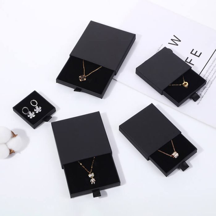 Black Cardboard Jewelry Gift Boxes - Image 2